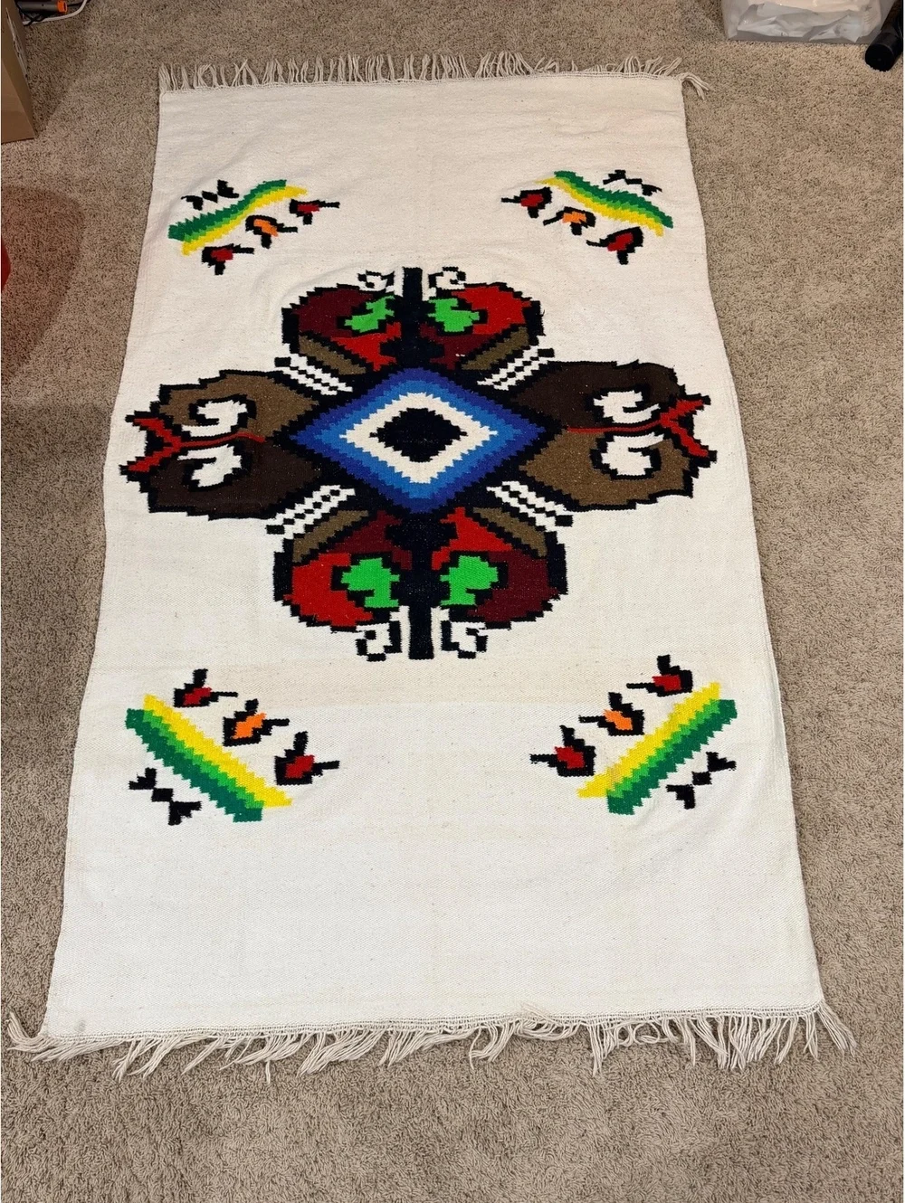 Southwestern Weatern 45 x 77 Style Throw Blanket with Geometric Pattern